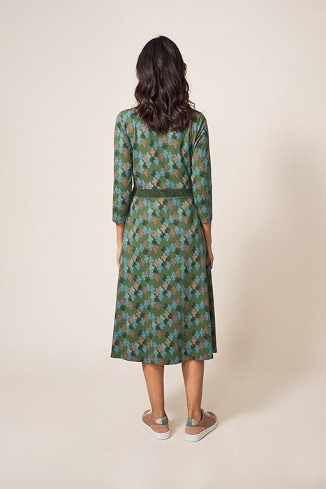 ESME JERSEY MIDI DRESS GREEN MULTI 2