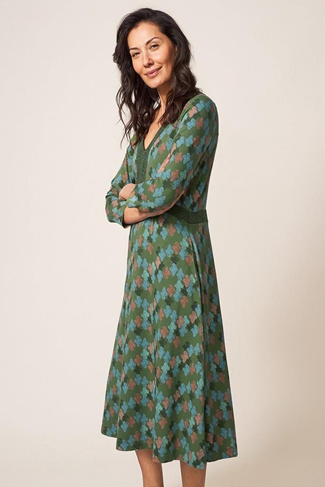 ESME JERSEY MIDI DRESS GREEN MULTI 3