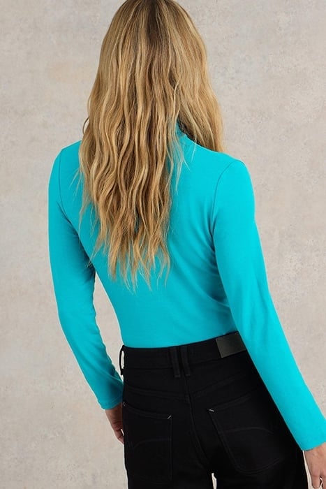 CAMILLE HIGH NECK TEE BRIGHT TEAL 2