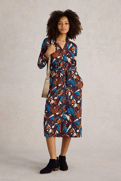 ANNIE JERSEY SHIRT DRESS NAVY PRINT 1