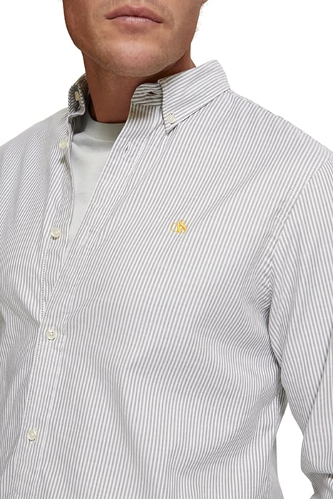 ESSENTIAL OXFORD STRIPE SHIRT ARMY / WHITE STRIPE 6