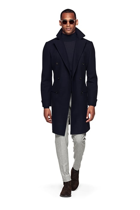 NAVY HERRINGBONE POLO COAT 6
