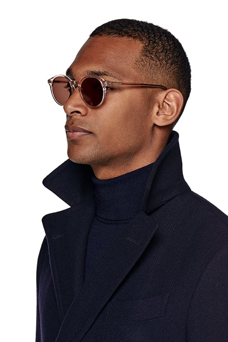 NAVY HERRINGBONE POLO COAT 7