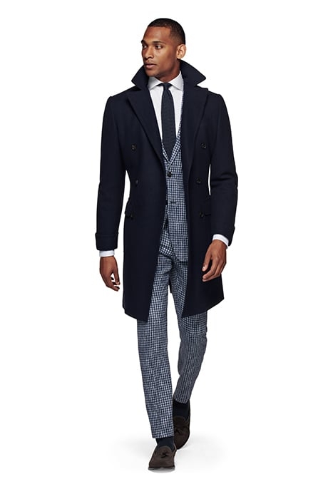 NAVY HERRINGBONE POLO COAT 3