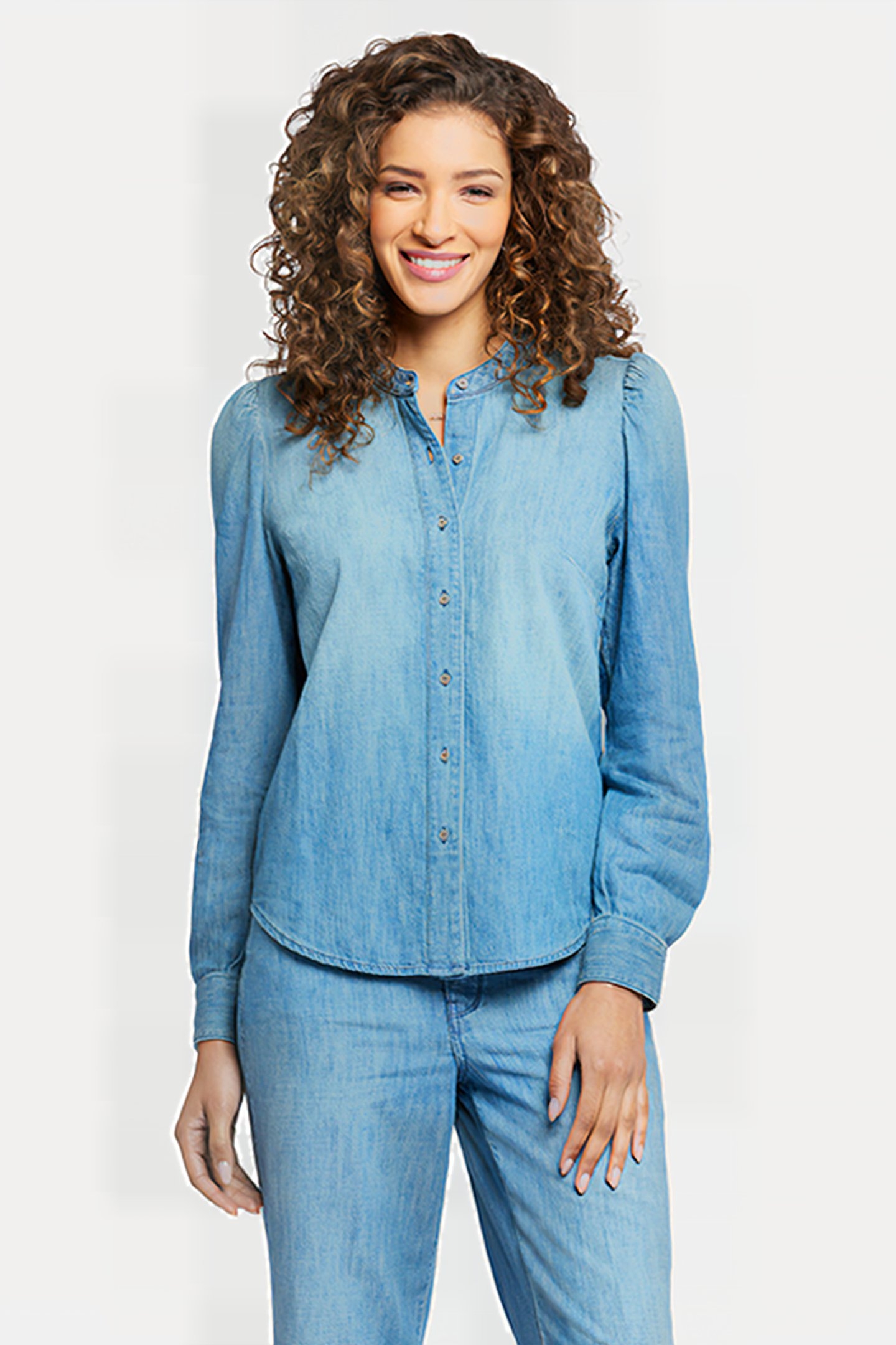 PUFF SLEEVE DENIM SHIRT CROWN 1