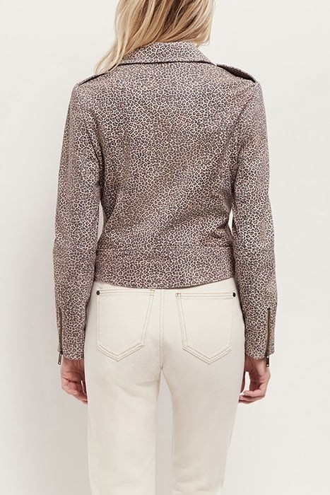DEAN - LEOPARD PRINT BIKER SAND JACKET 2