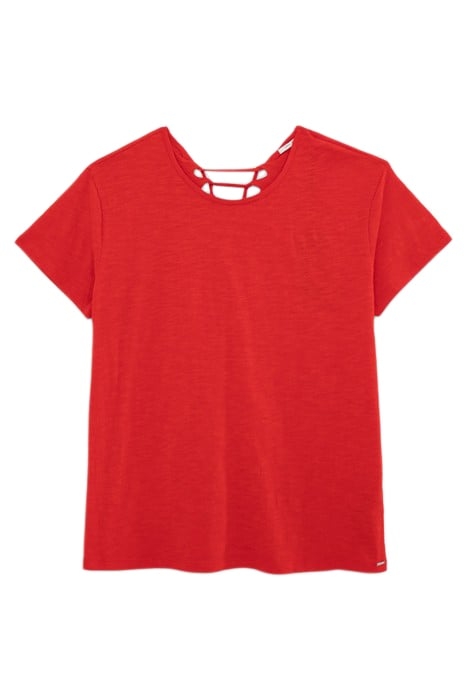 POPPY RED T-SHIRT WITH LACED BACK 4