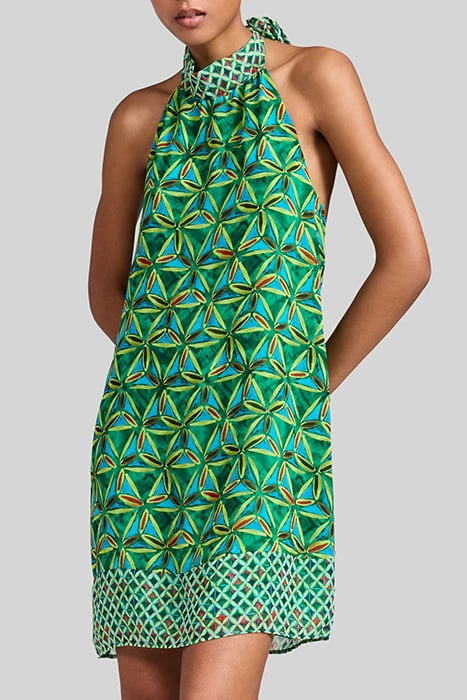 MINT RECYCLED DRESS WITH GRAPHIC FLORAL PRINT 1