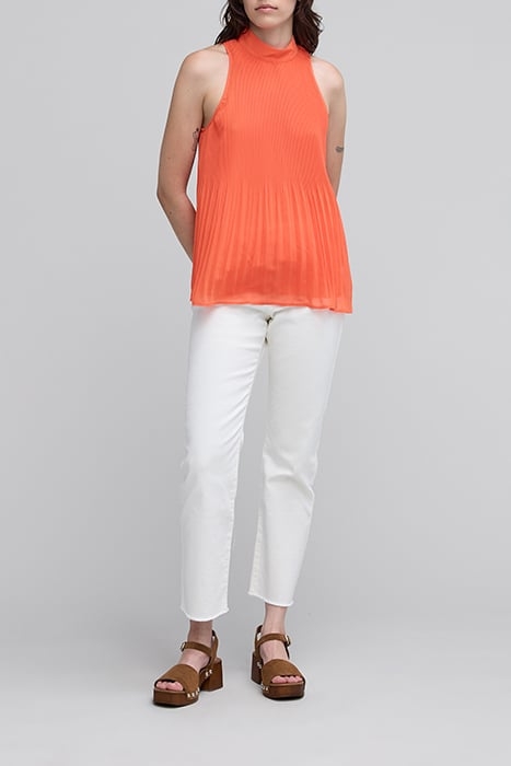 ORANGE RECYCLED PLEATED TOP WITH AMERICAN ARMHOLES 3