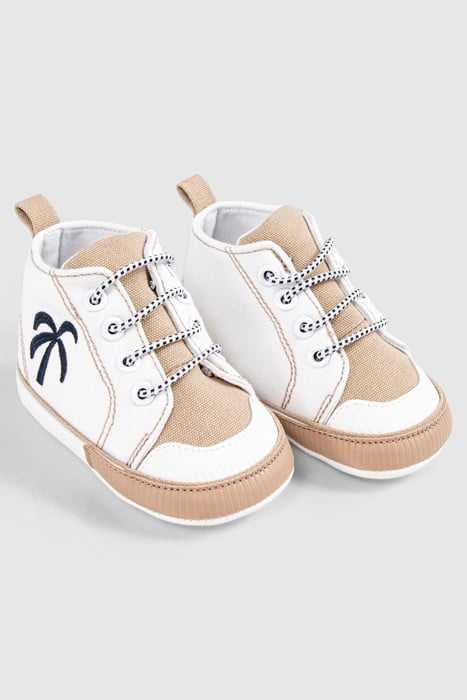 BABY BOYS’ OFF-WHITE AND BEIGE CANVAS TRAINERS 2