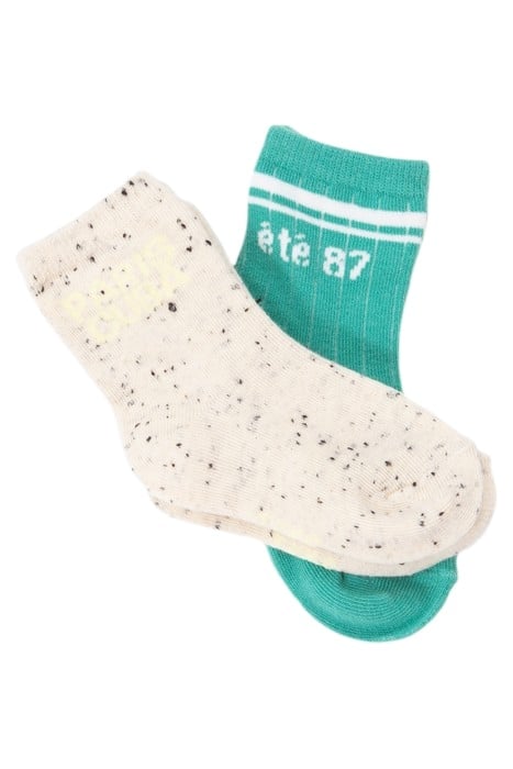 BABY BOYS’ GREEN AND ECRU DUPIONI SOCKS 3