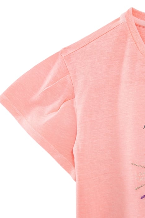 GIRLS’ NEON PINK T-SHIRT WITH EMBROIDERED PINEAPPLE IMAGE 4