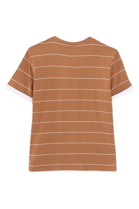 BOY'S STRIPED CAMEL T-SHIRT WITH TROMPE-L'ŒIL COLLAR 2