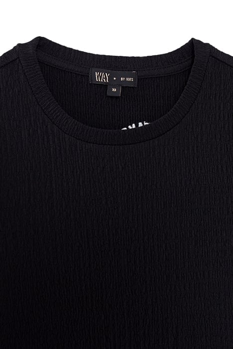 GIRLS' BLACK CHECKERBOARD ELASTICATED CROPPED T-SHIRT 3