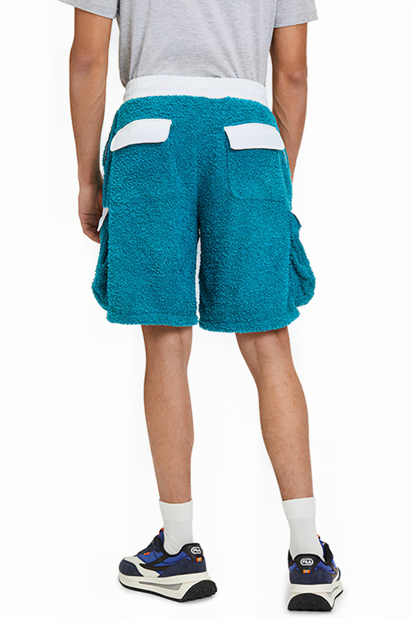 TERRY FABRIC CARGO SHORTS WITH NYLON INSTERTS MARINE 2