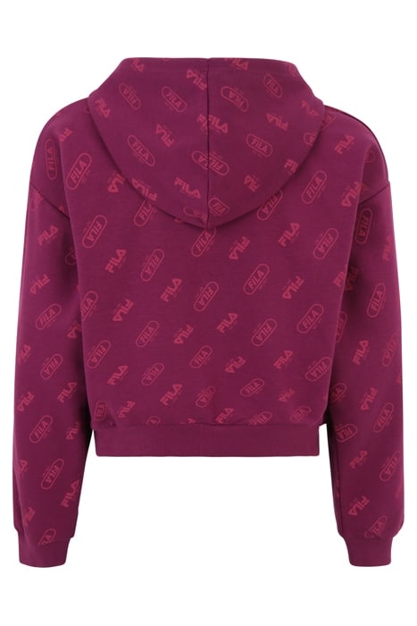 LOITZ CROPPED AOP HOODY PLUM CASPIA PILL LOGO AOP 2