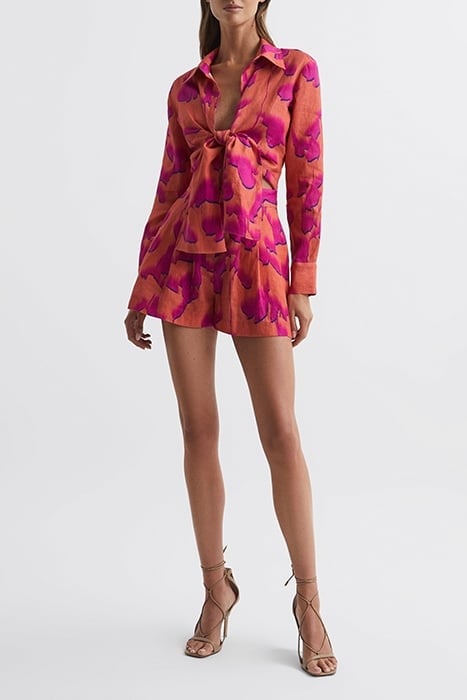 CORRINE-TIE FRONT FLORAL PINK/ORANGE 3