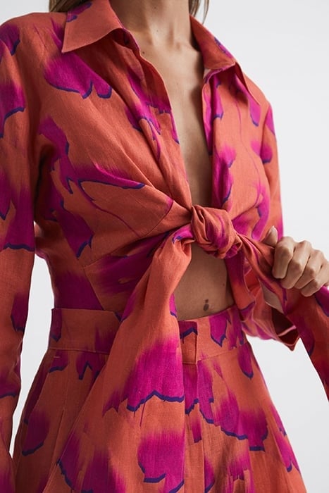 CORRINE-TIE FRONT FLORAL PINK/ORANGE 5