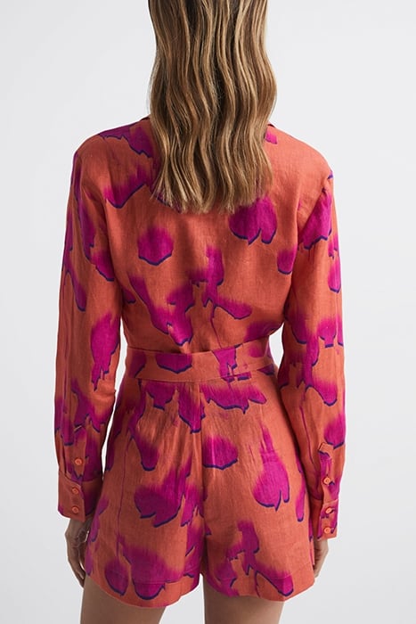 CORRINE-TIE FRONT FLORAL PINK/ORANGE 2