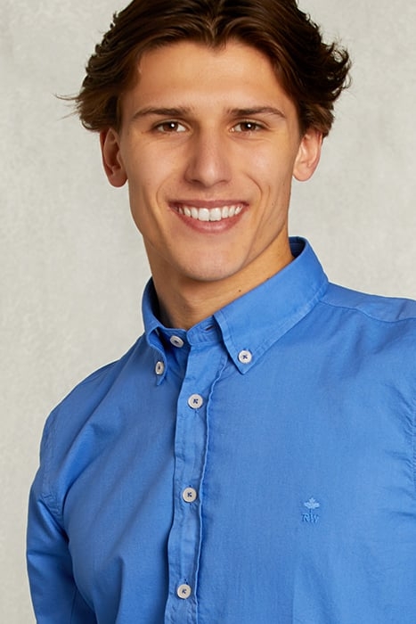 SLIM FIT COTTON SHIRT DARK AZURE BLUE 4