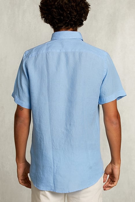 CUSTOM FIT LINEN SHIRT SHORT SLEEVES BAY BLUE BLUE 2