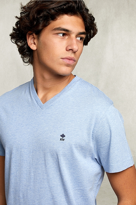 SLIM FIT PIMA COTTON T-SHIRT AIR MIX BLUE 3