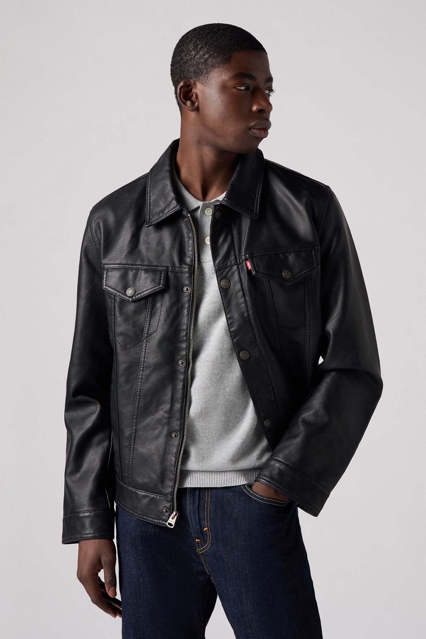 FAUX LEATHER TRUCKER JACKET 5