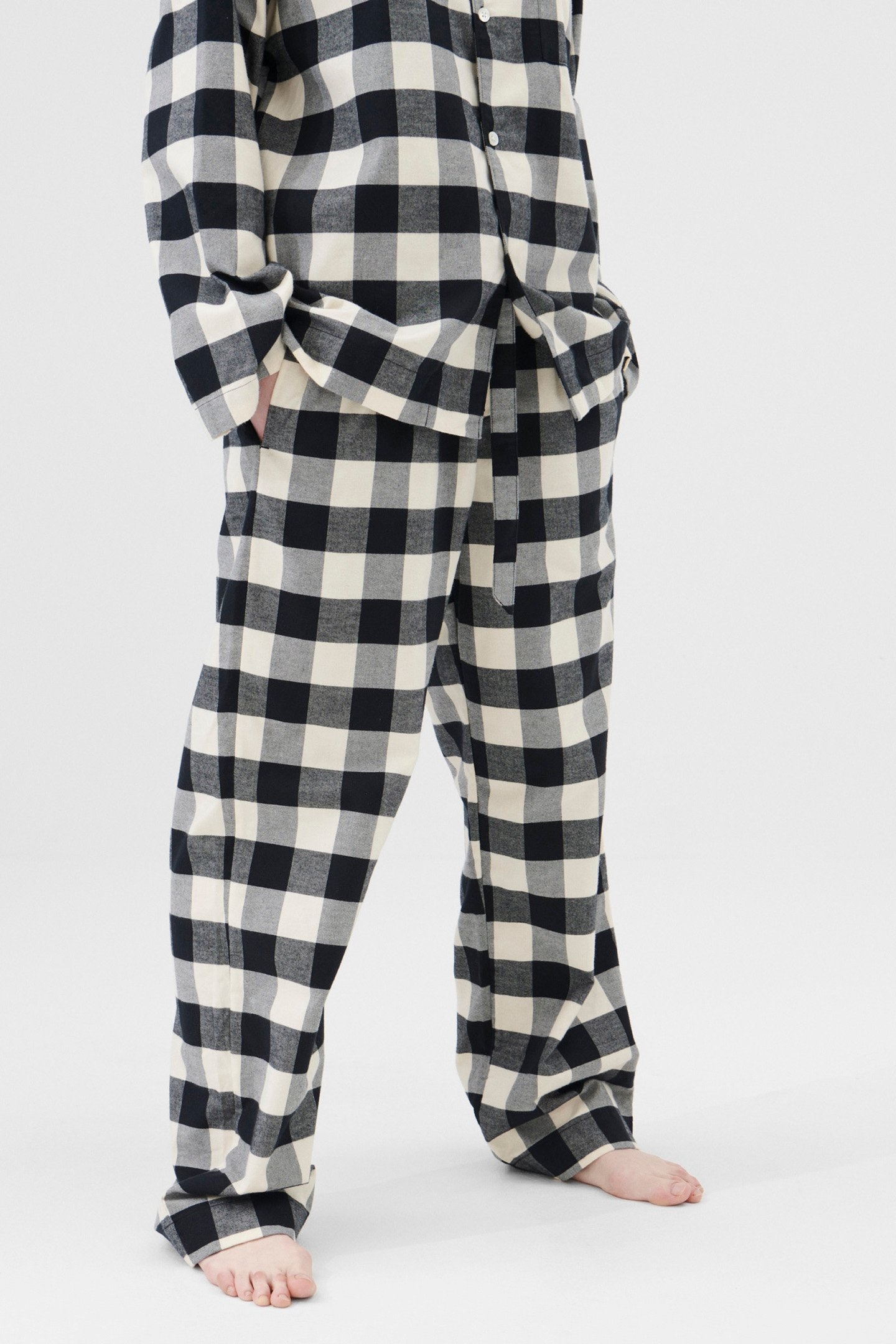 UNISEX FLANNEL, PYJAMAS PANTS BLACK GINGHAM 1
