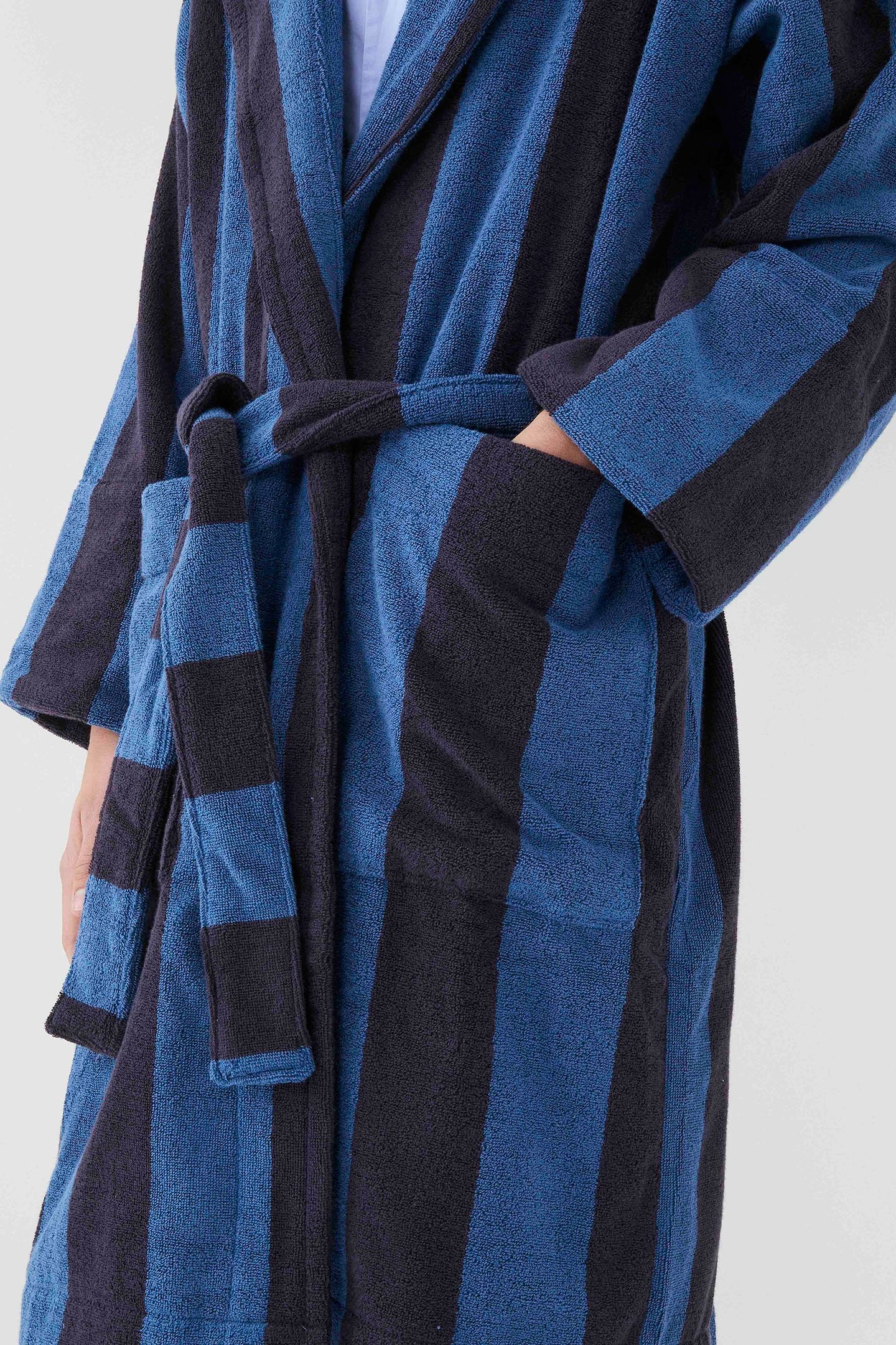 UNISEX HOODED BATHROBE DUSTY NAVY 2