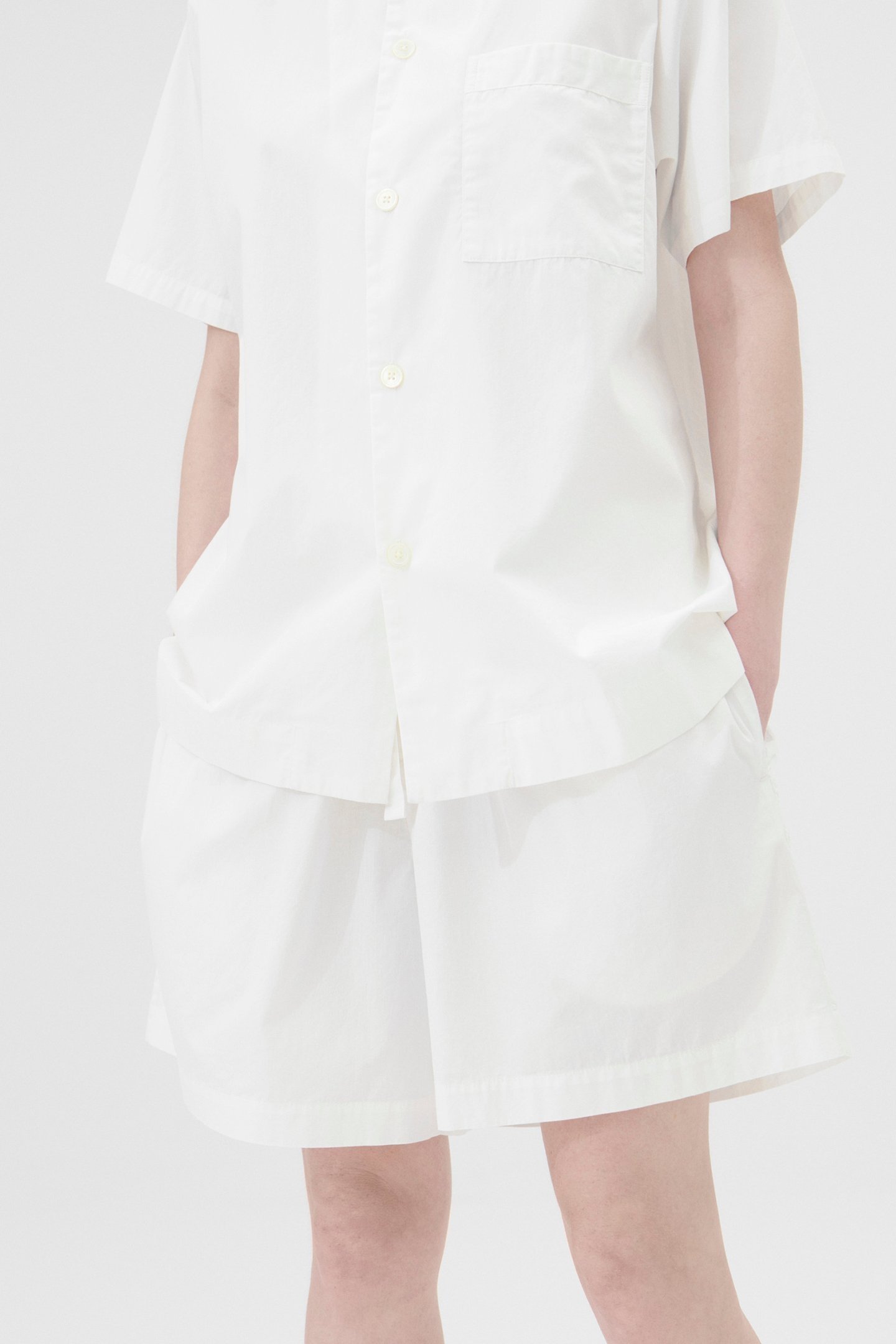 UNISEX POPLIN, PYJAMAS SHORTS ALABASTER WHITE 1