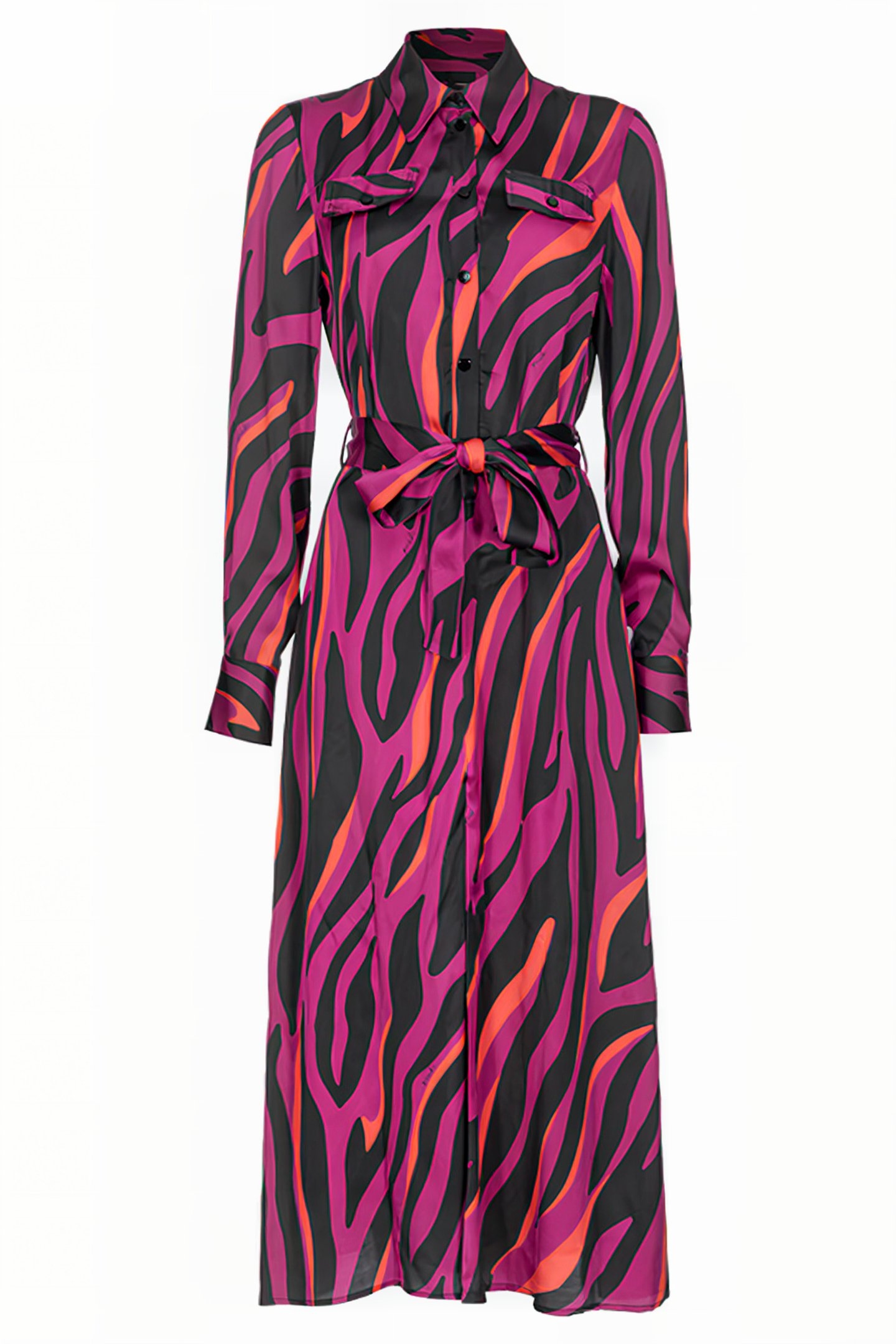 ASSENTE ABITO SATIN STAMPATO BOUGAINVILLEA/BLACK/ORANGE 2