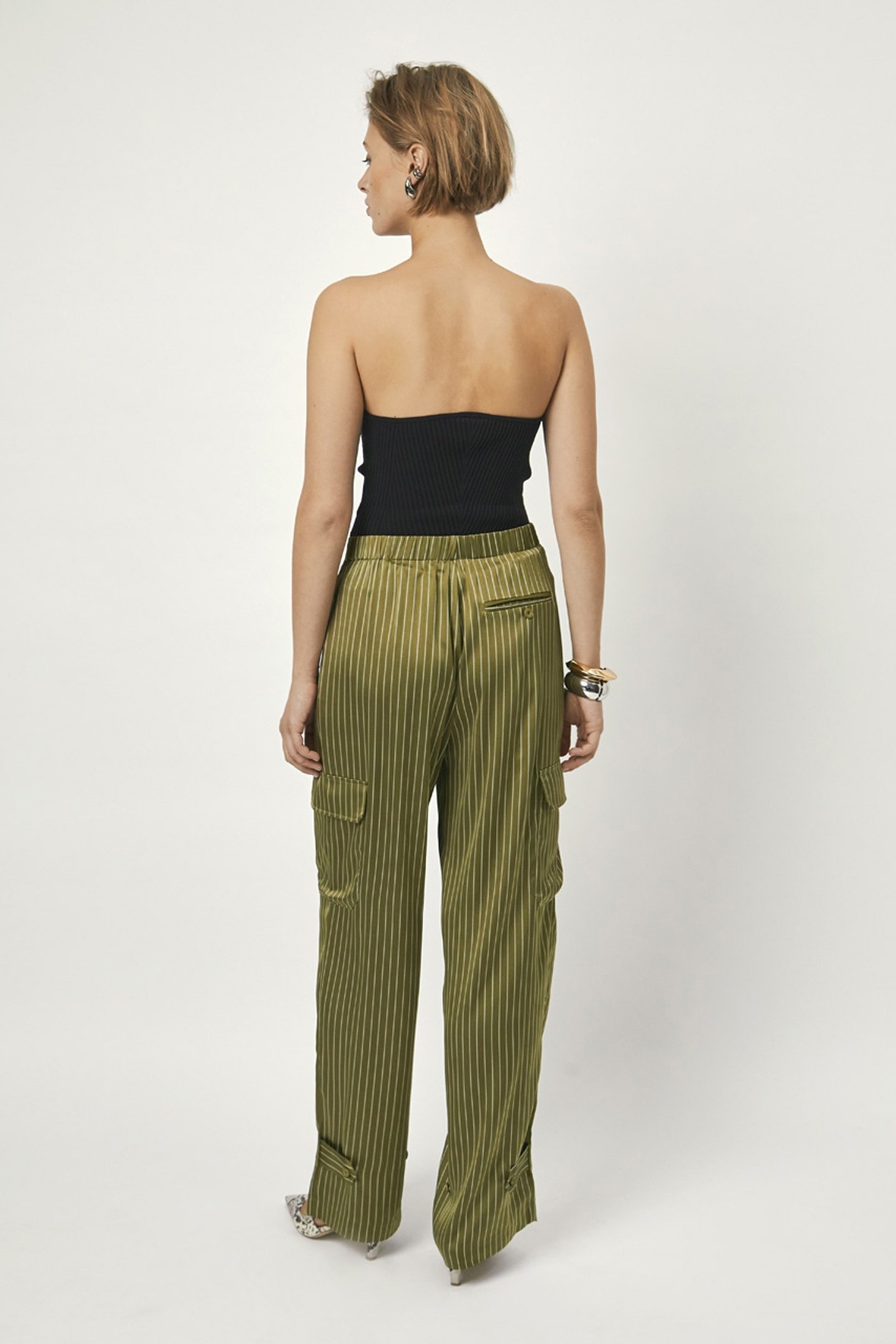 HARLOW PINSTRIPE PANTS GREEN CLAY 2