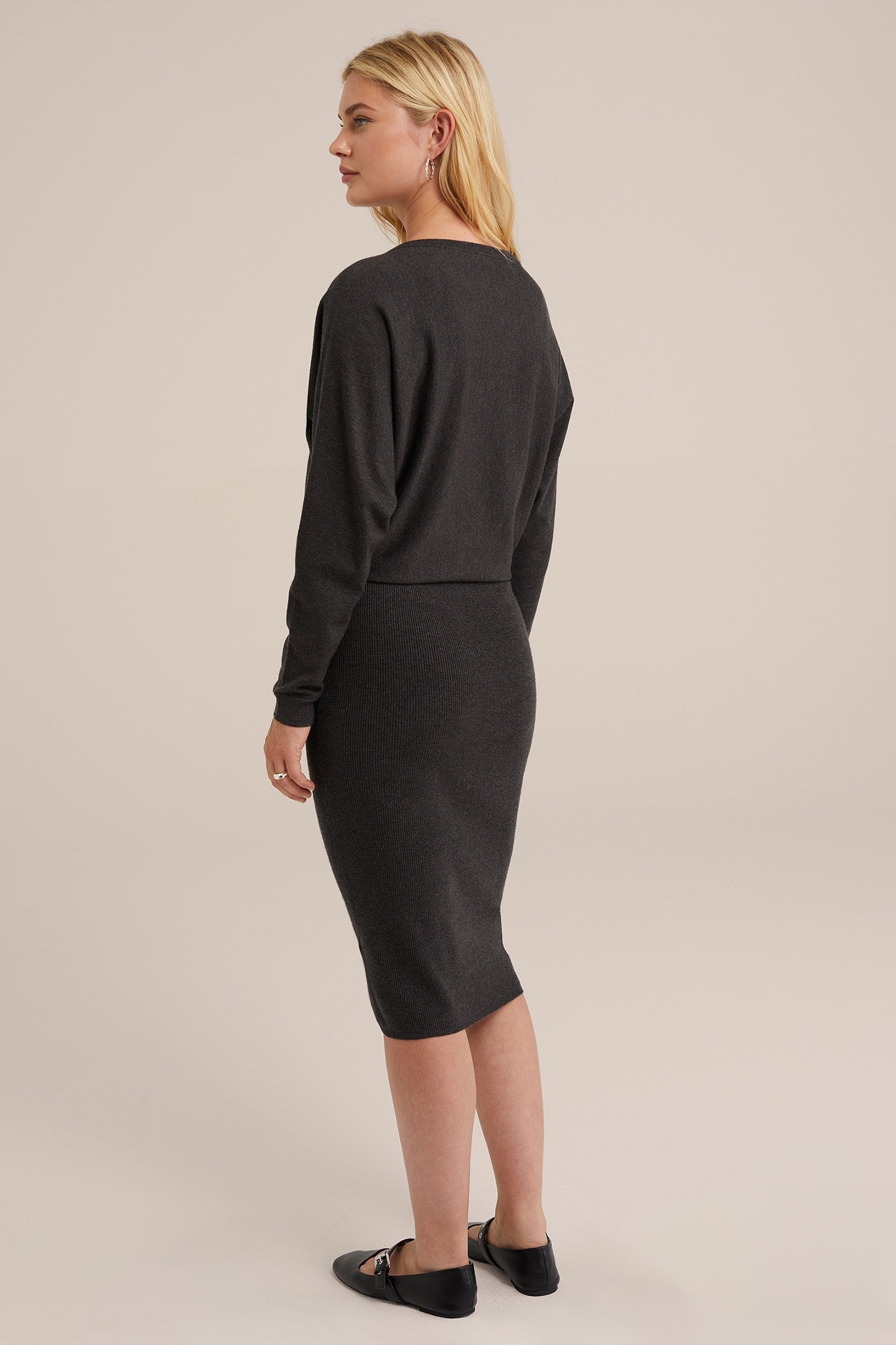 DRESS MID LENGTH BLENDED DARK GREY 3