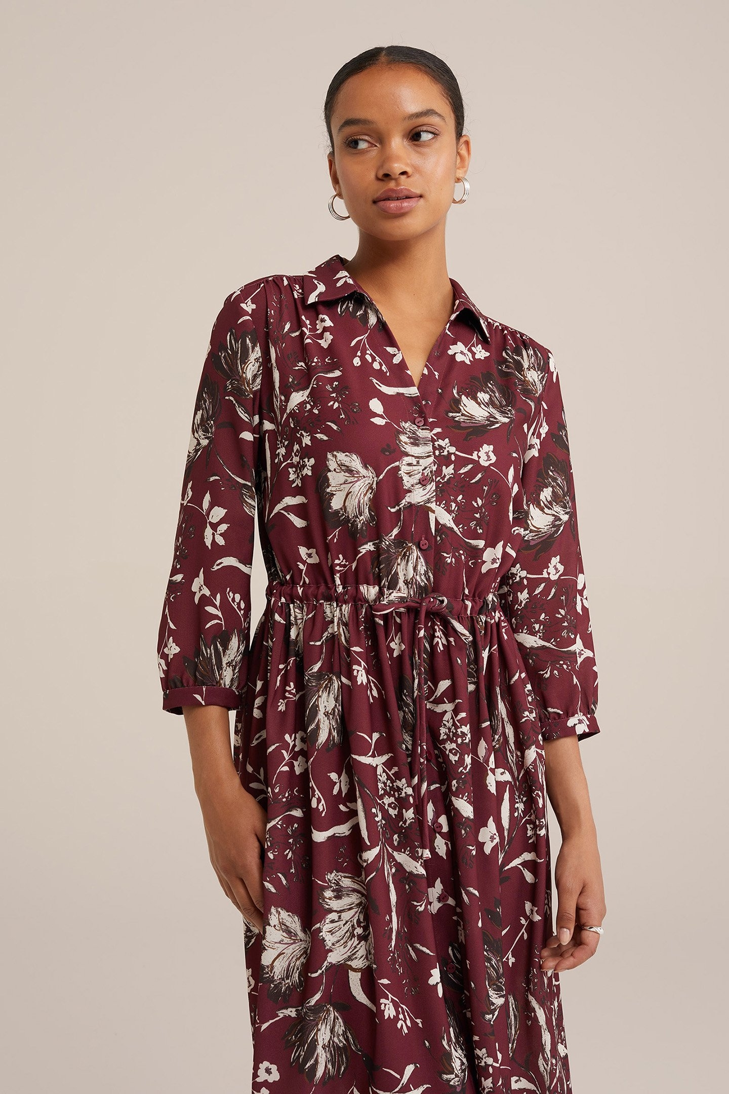 DRESS MID LENGTH BURGUNDY RED 4