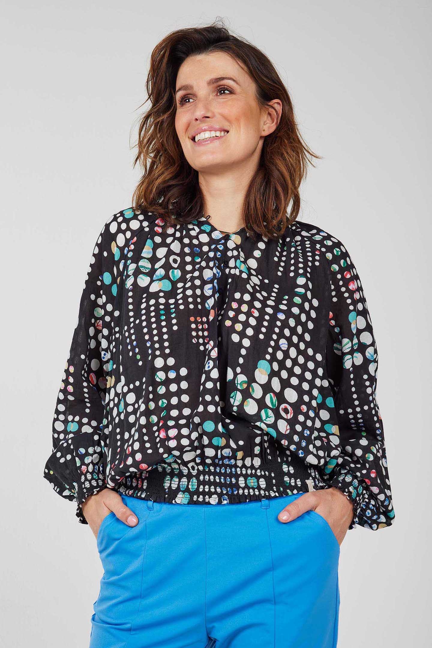 BLOUSE LIMA BLACK WITH SECRET DOT PRINT 1