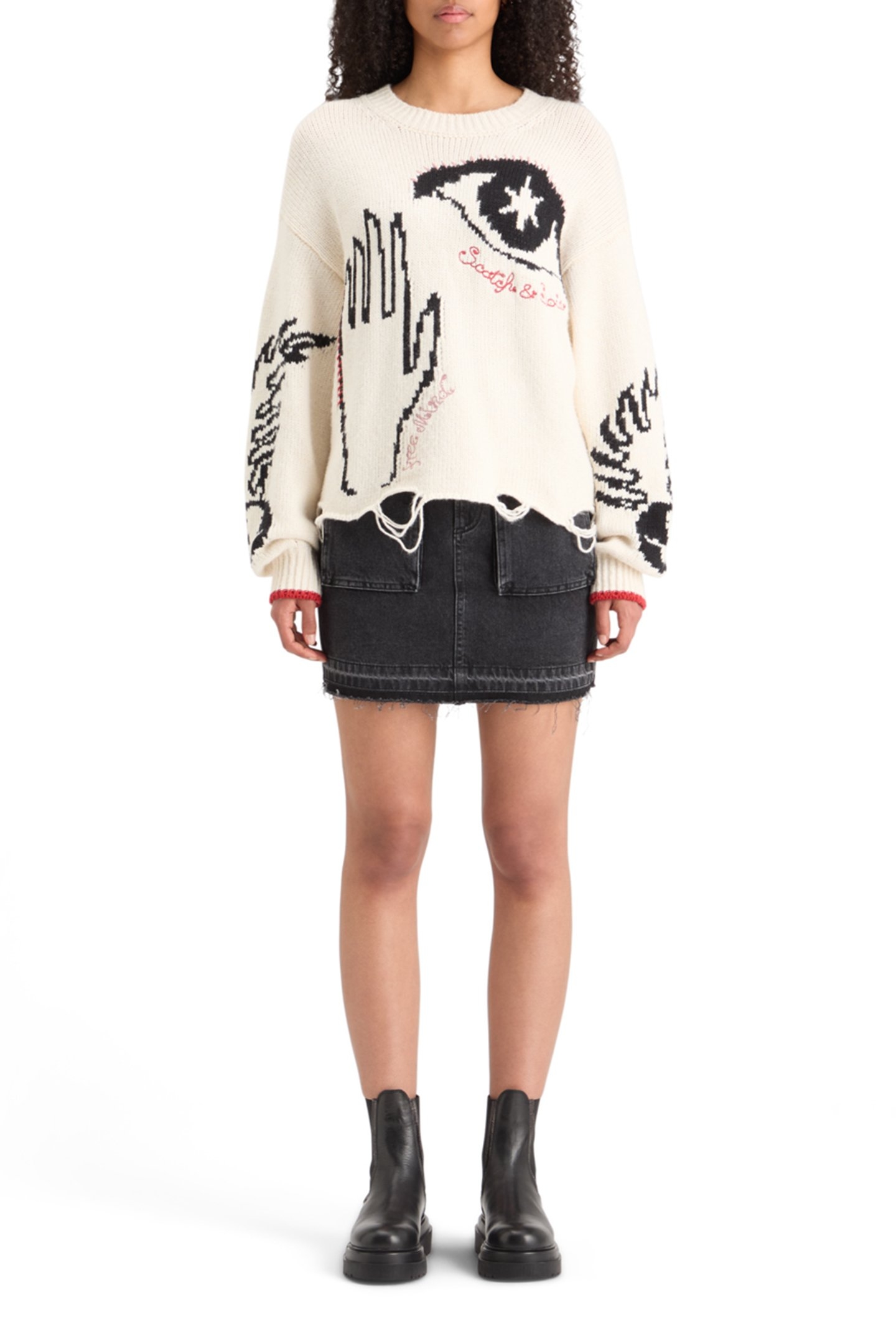 WASHED BLACK DENIM MINI SKIRT WITH CARGO POCKETS CITY BUZZ 5