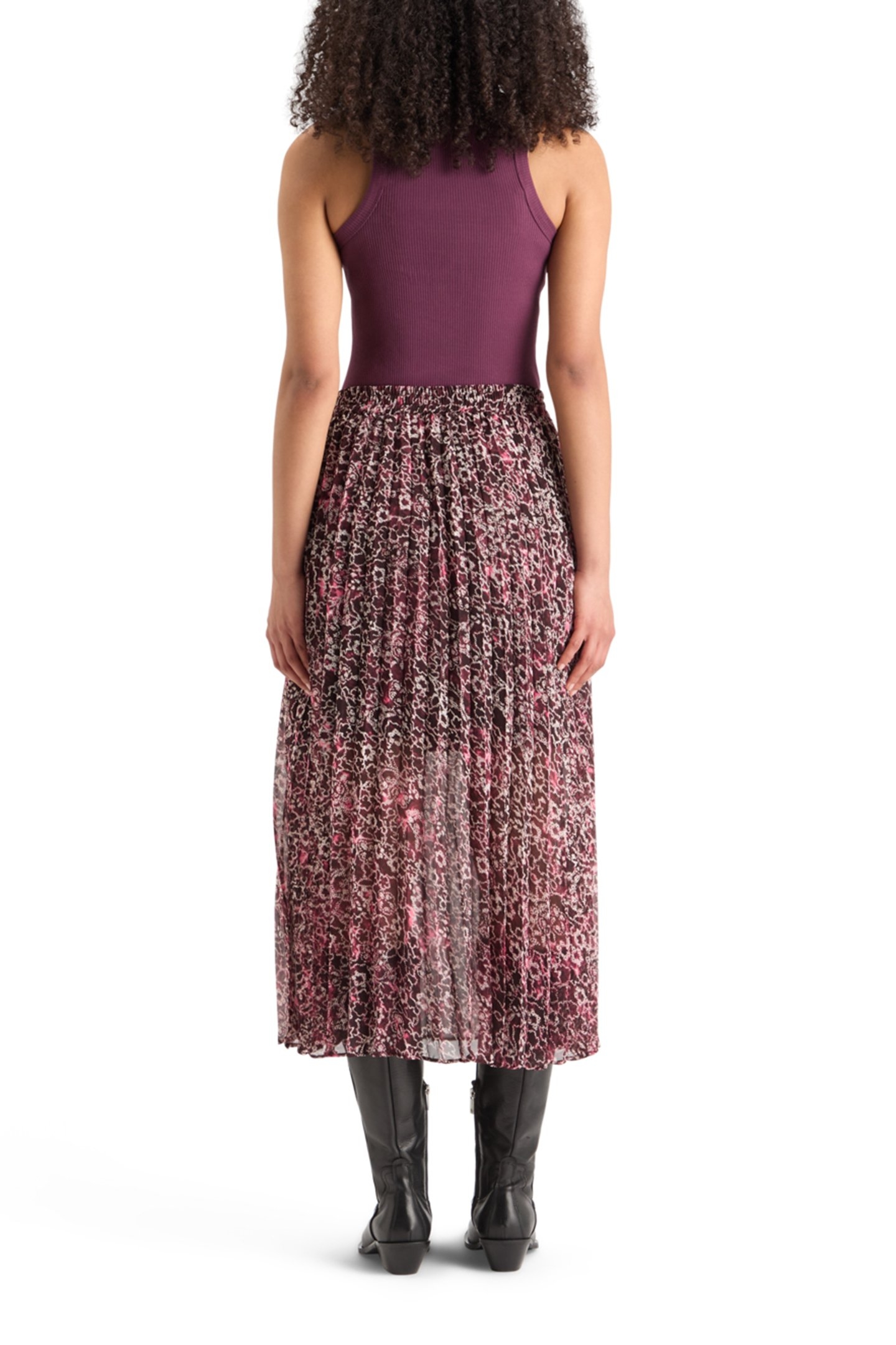PLEATED PRINTED SKIRT SHIBORI FLORAL PINK 2