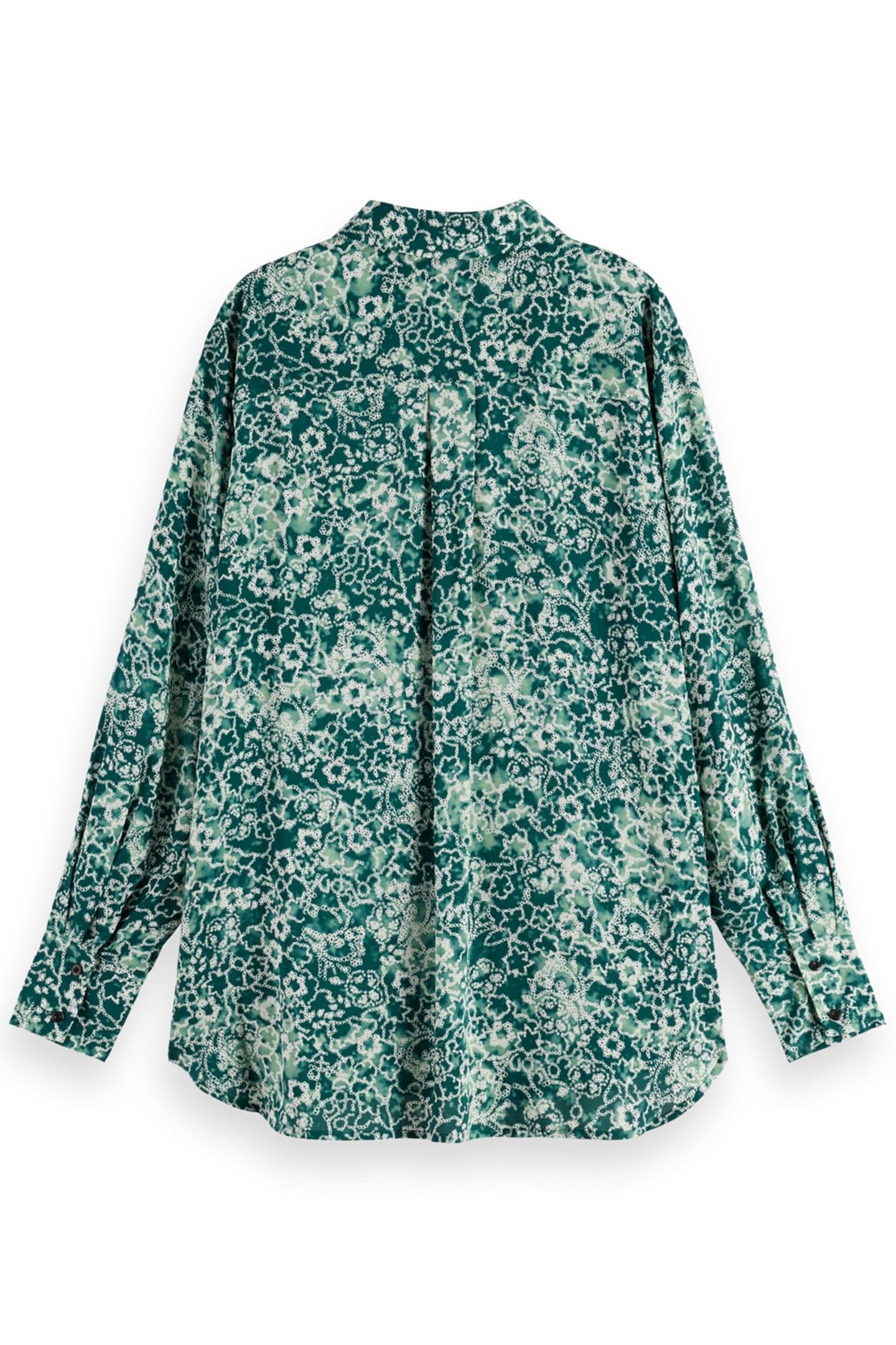 VISCOSE PRINTED RELAXED FIT SHIRT SHIBORI FLORAL GREEN 5
