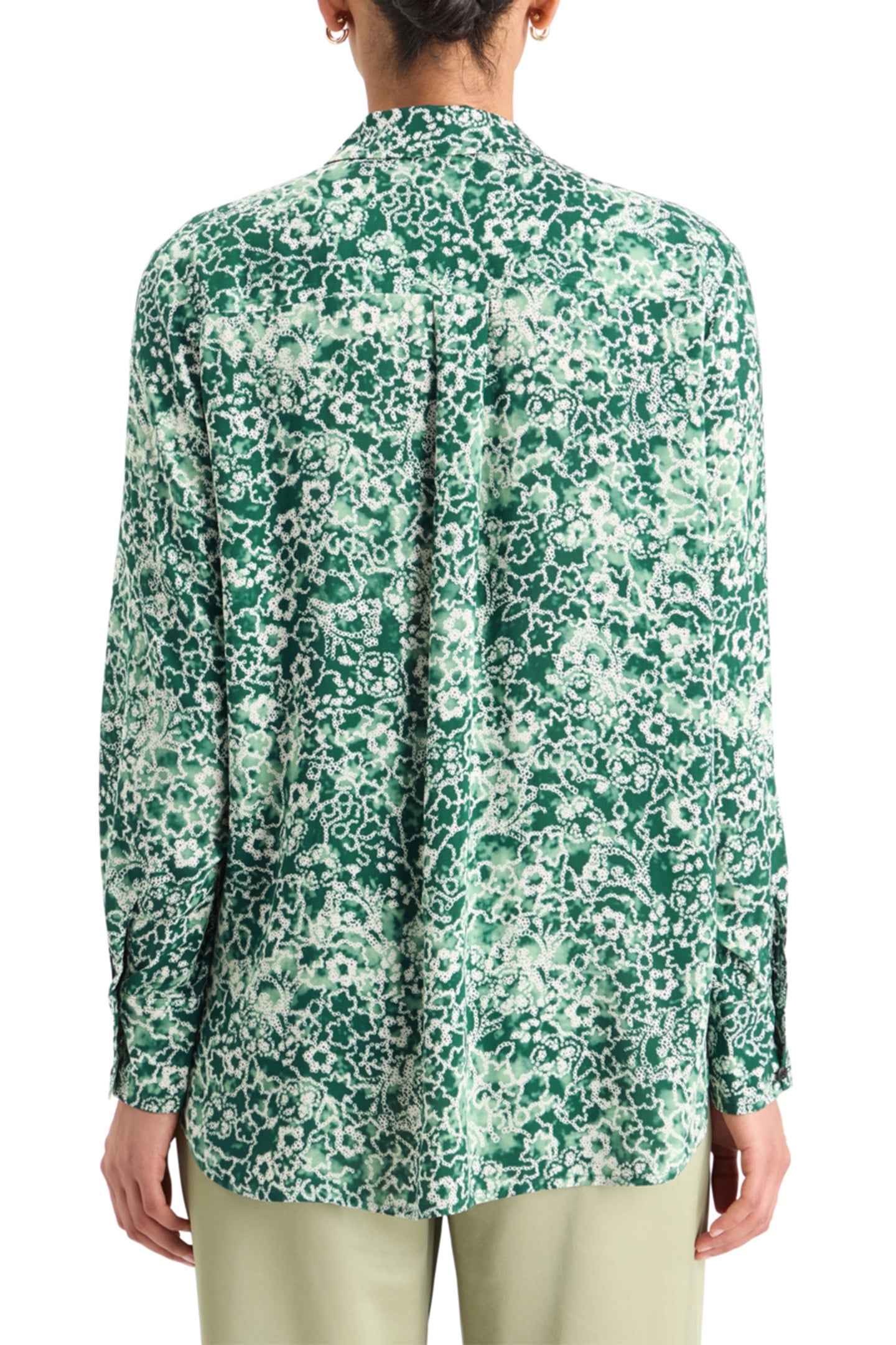VISCOSE PRINTED RELAXED FIT SHIRT SHIBORI FLORAL GREEN 2