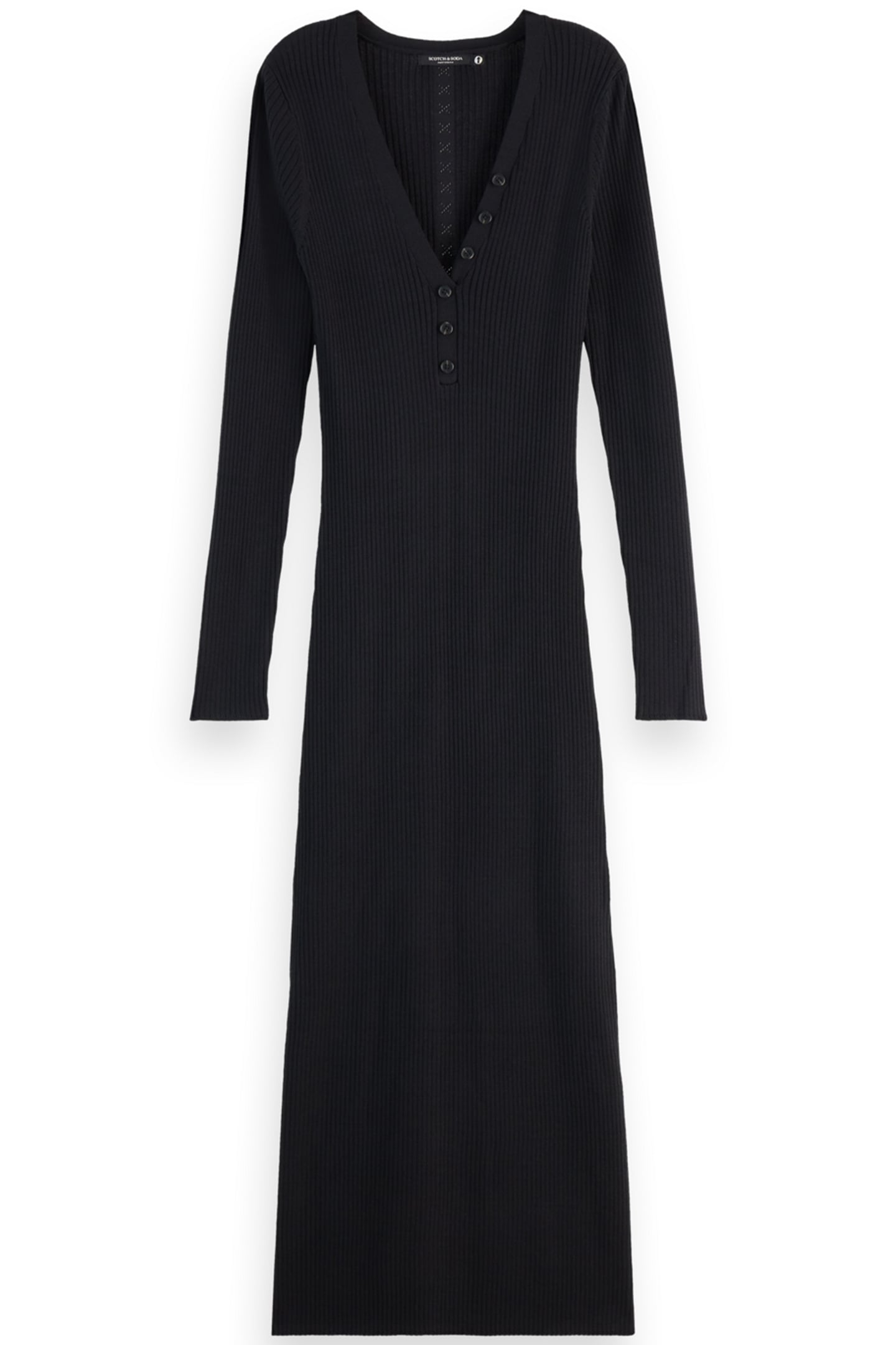 RIBBED KNITTED MIDI DRESS EVENING BLACK 3