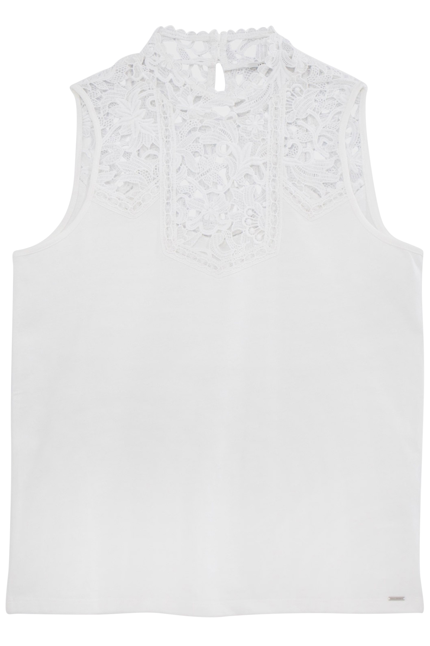 WHITE TANK TOP WITH GUIPURE NECKLINE 4