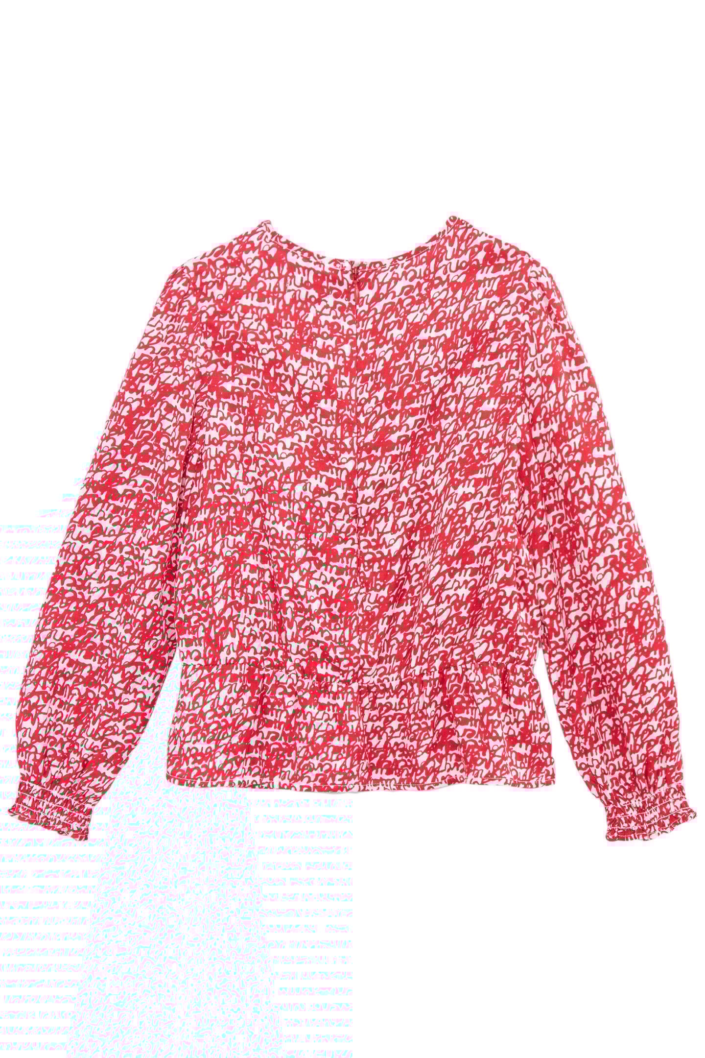 GIRLS’ RED RUFFLED BLOUSE WITH TAG PRINT 2
