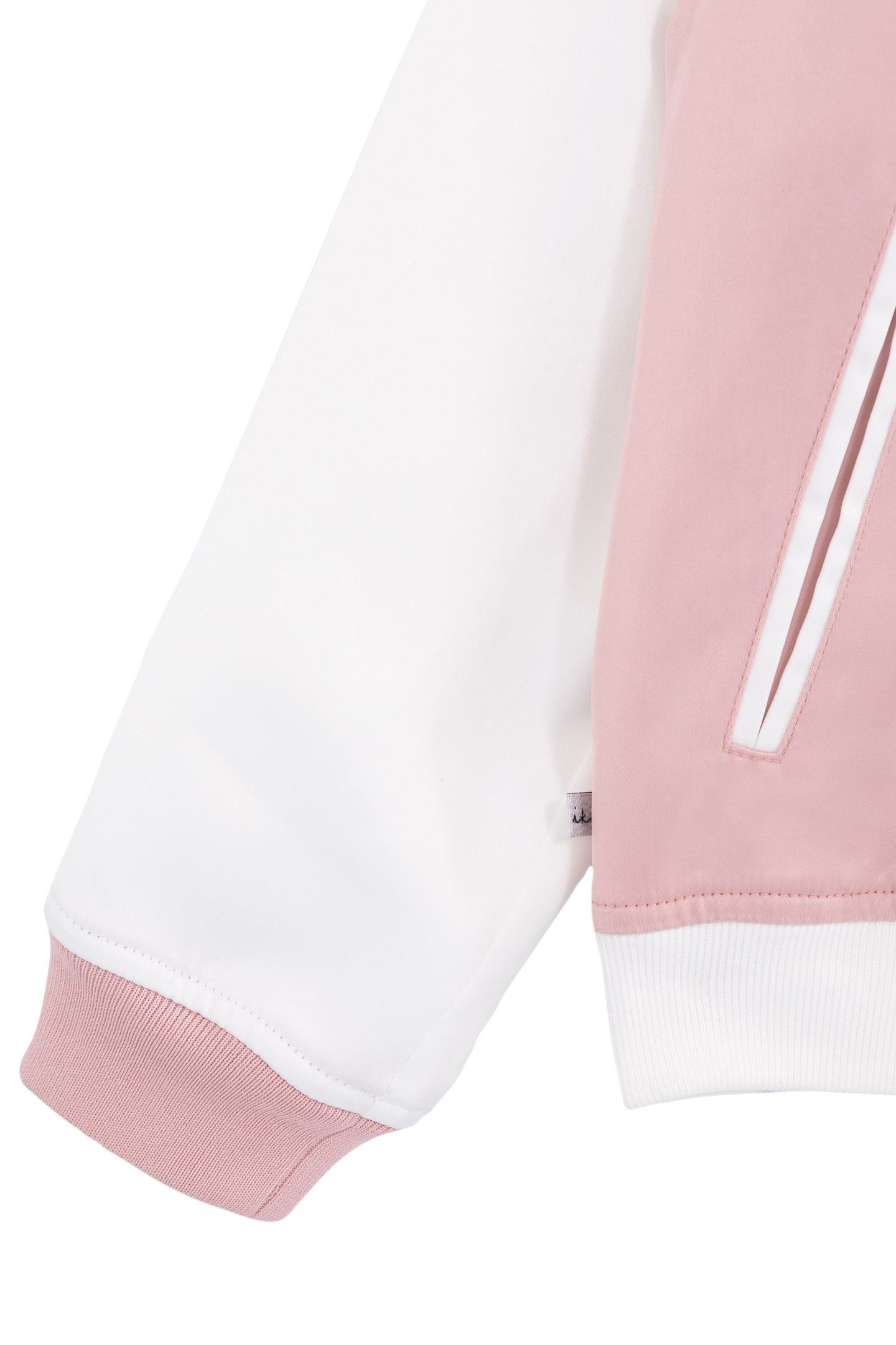 GIRLS’ PINK/WHITE VARSITY JACKET, BADGES AND EMBROIDERY 4