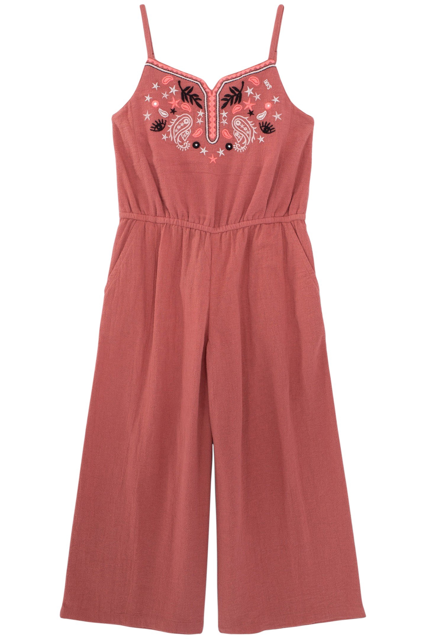 GIRLS’ TERRACOTTA EMBROIDERED JUMPSUIT 1