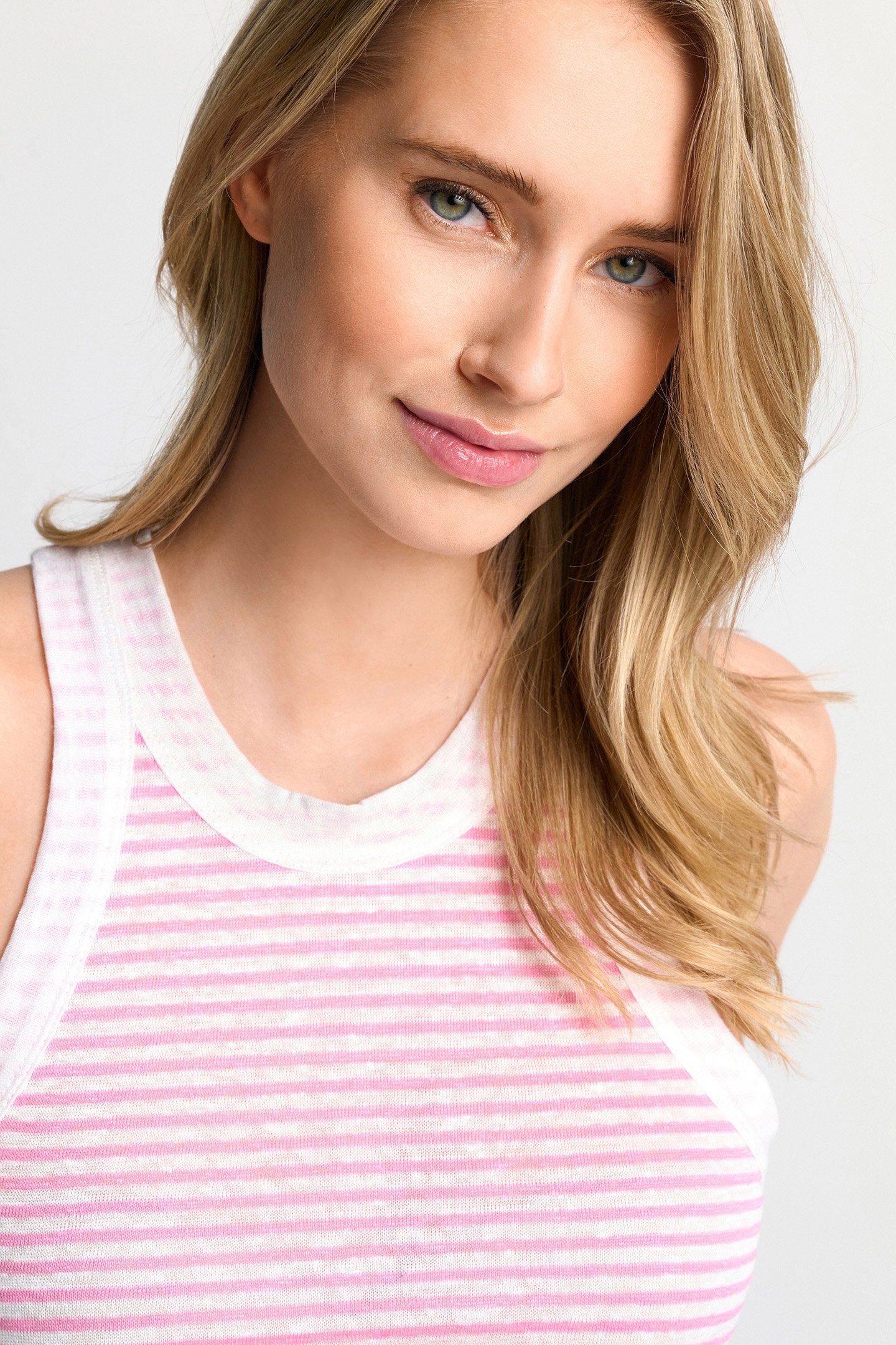 STRIPED LINEN TOP SORBET PINK 5