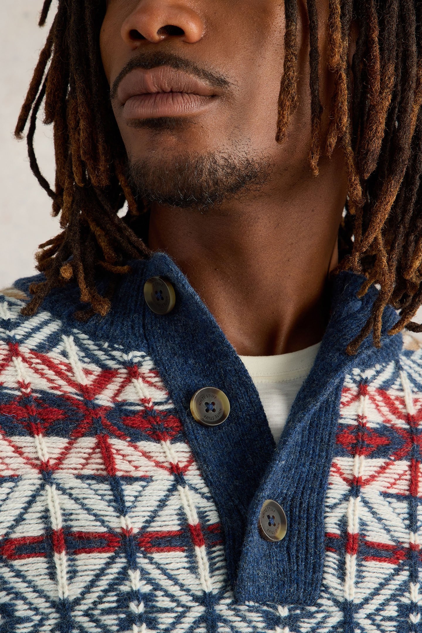 LEWIS FUNNEL NECK FAIRISLE NAVY MULTI 5