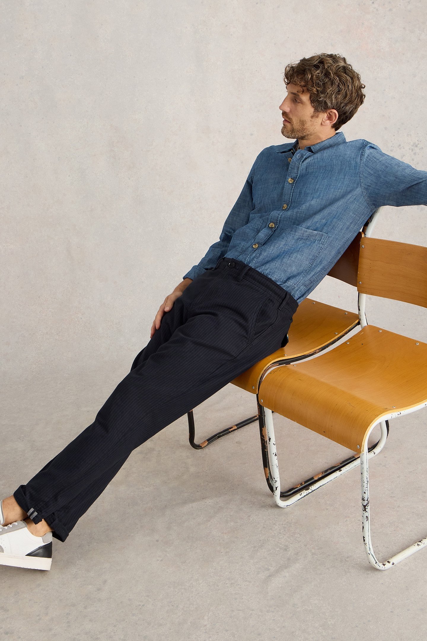 PINSTRIPE CHINO TROUSER NAVY MULTI 4