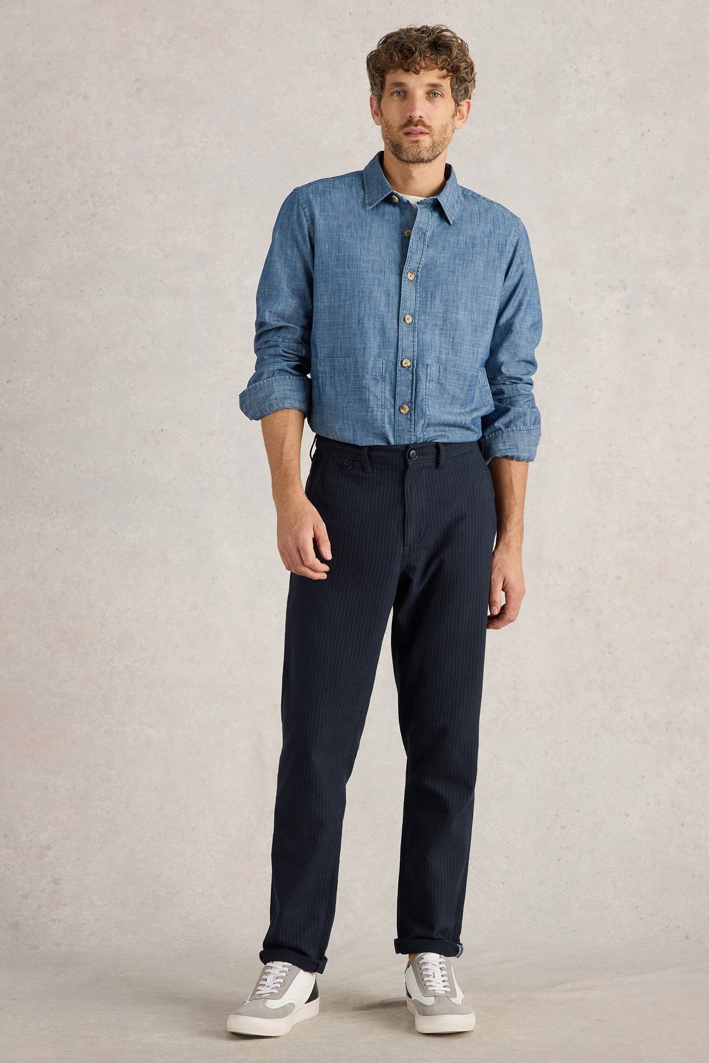 PINSTRIPE CHINO TROUSER NAVY MULTI 1