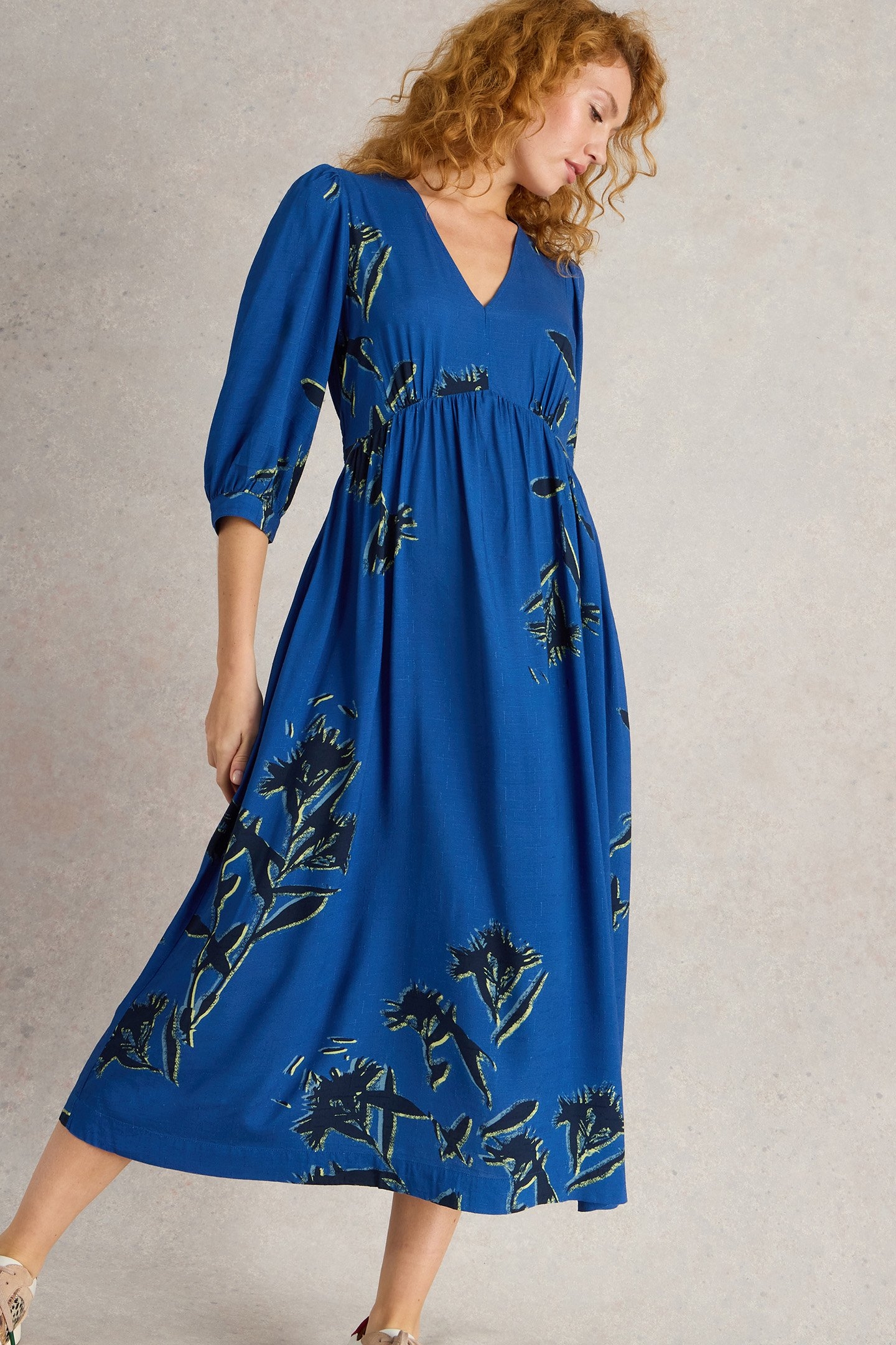 LUCY MIDI DRESS BLUE PRINT 1