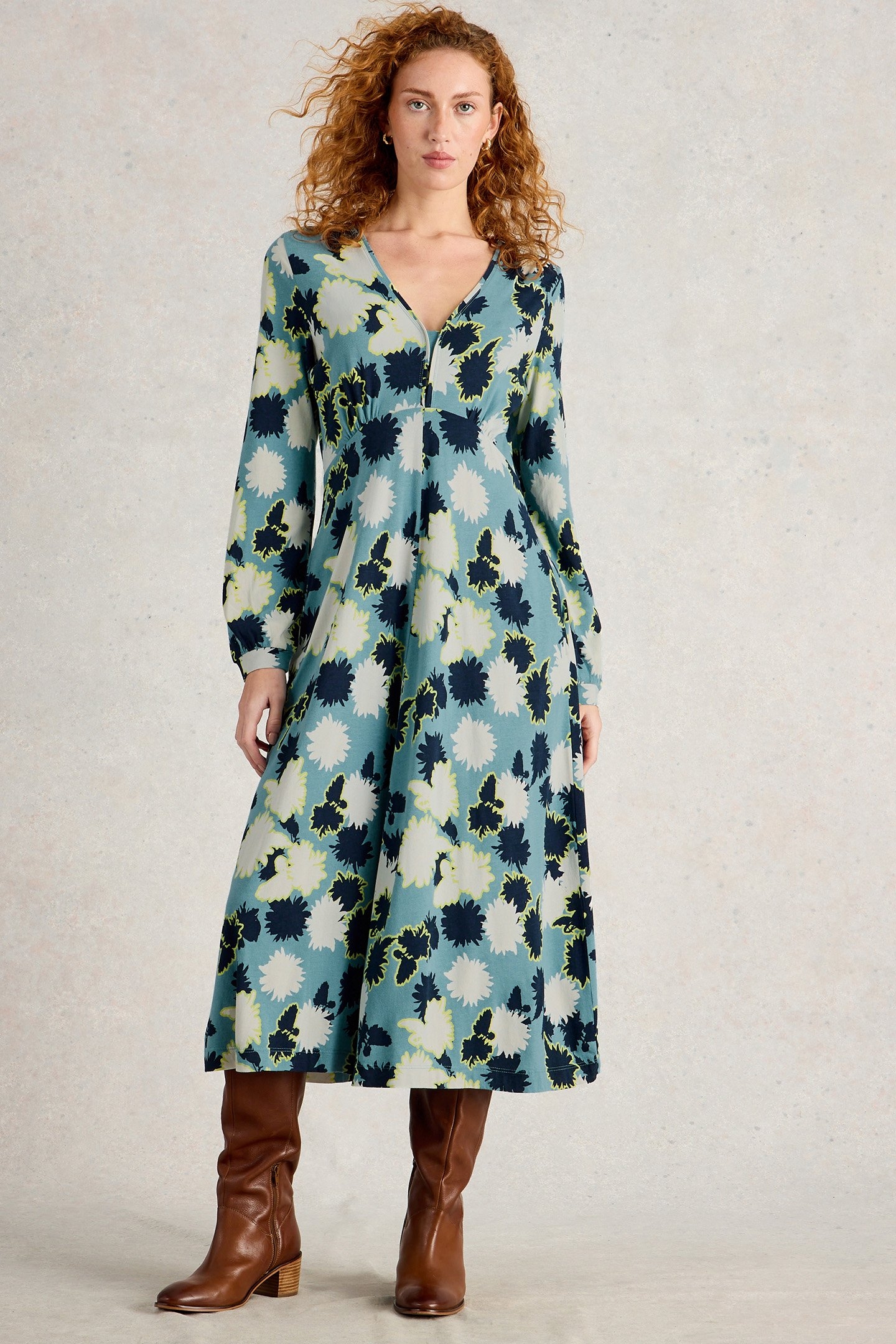 MEGAN JERSEY DRESS BLUE PRINT 1